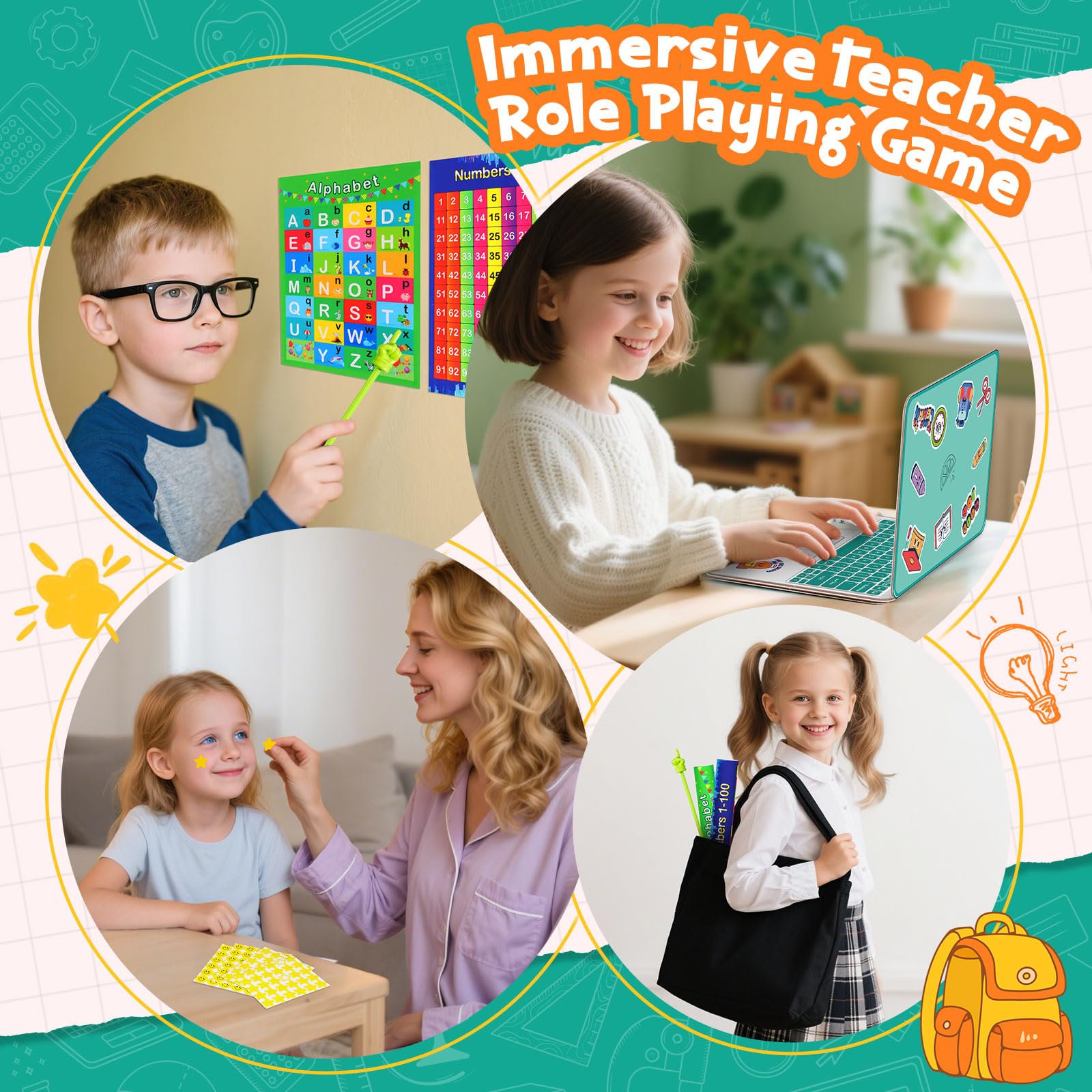 Alritz pretend play teacher set learning clock - time-telling practice during role play