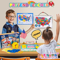 Alritz learning clock aids time-telling practice during imaginative lessons.
