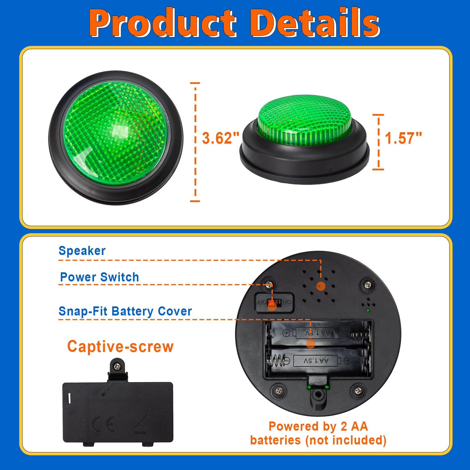 ALS AILISUO blue buzzer with light-on button for immediate feedback