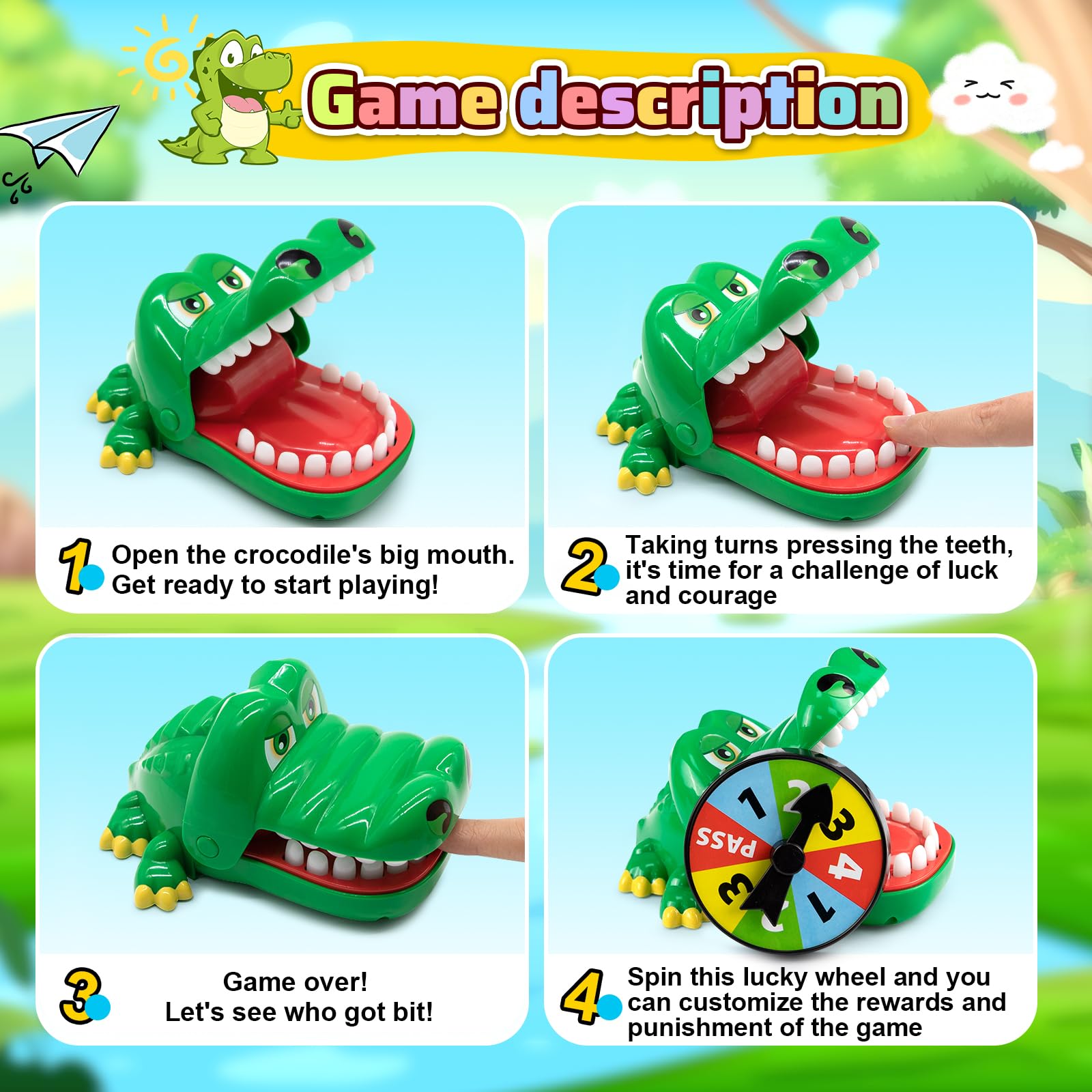 ALS AILISUO alligator teeth game in hands during playful interaction