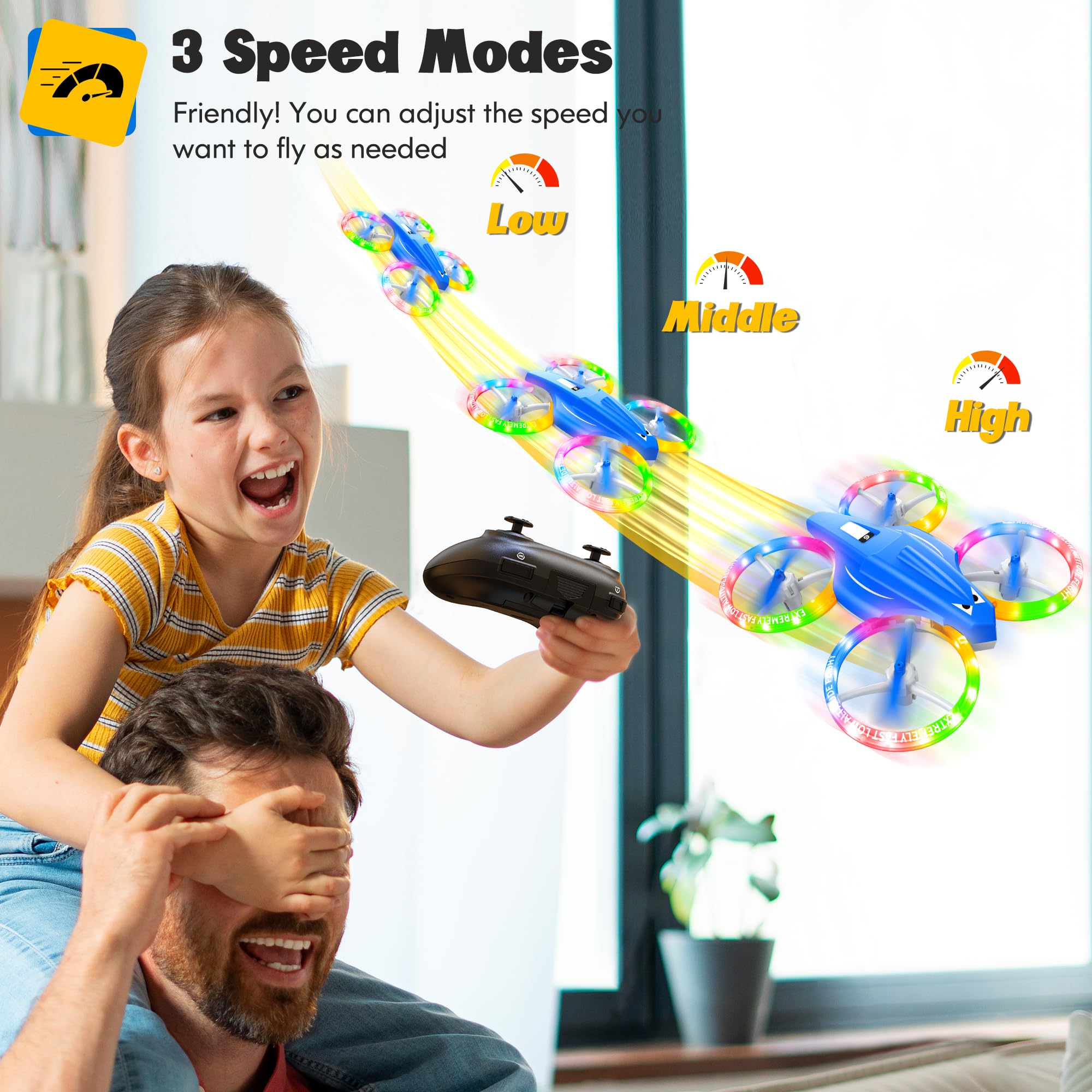 ALTITACO Kids Drone offers three speed modes for progressive control.