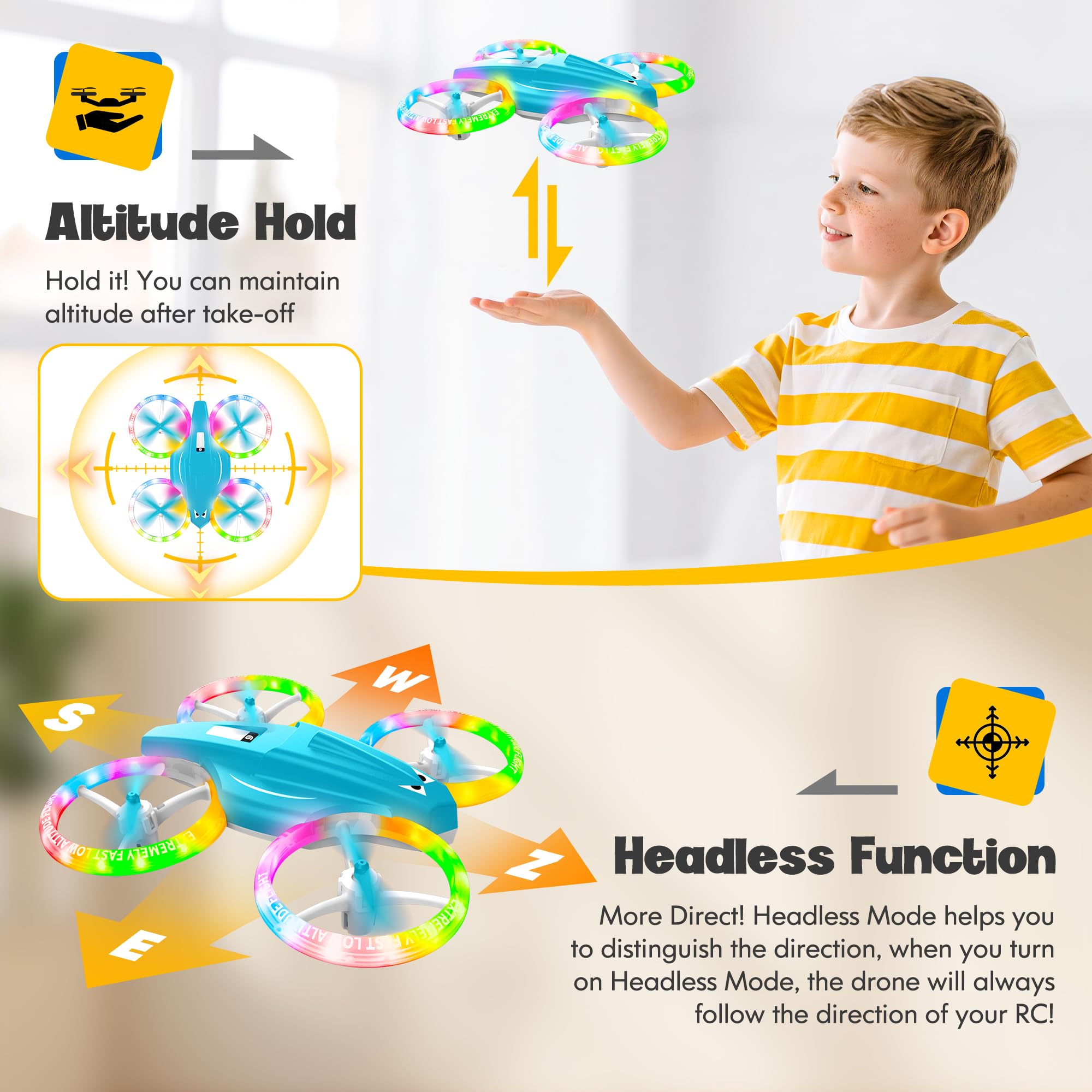ALTITACO Kids Drone headless mode simplifies control for beginners.