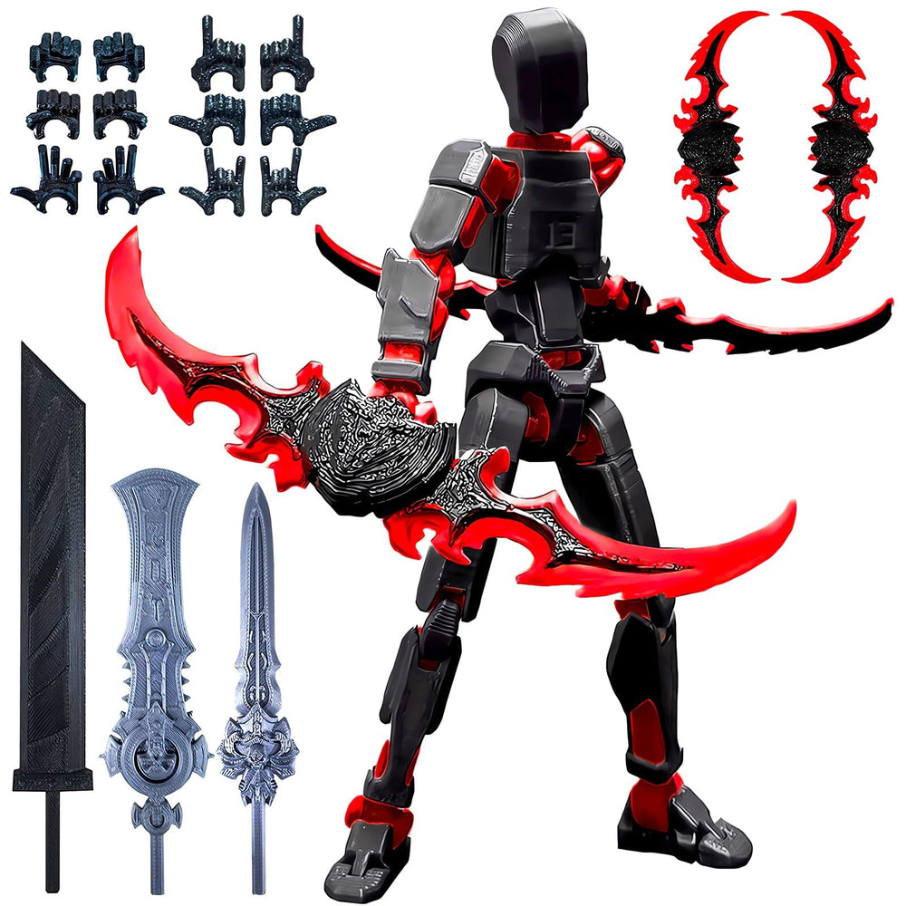 altuco T13 action figure set in black red, front view for display and imaginative play