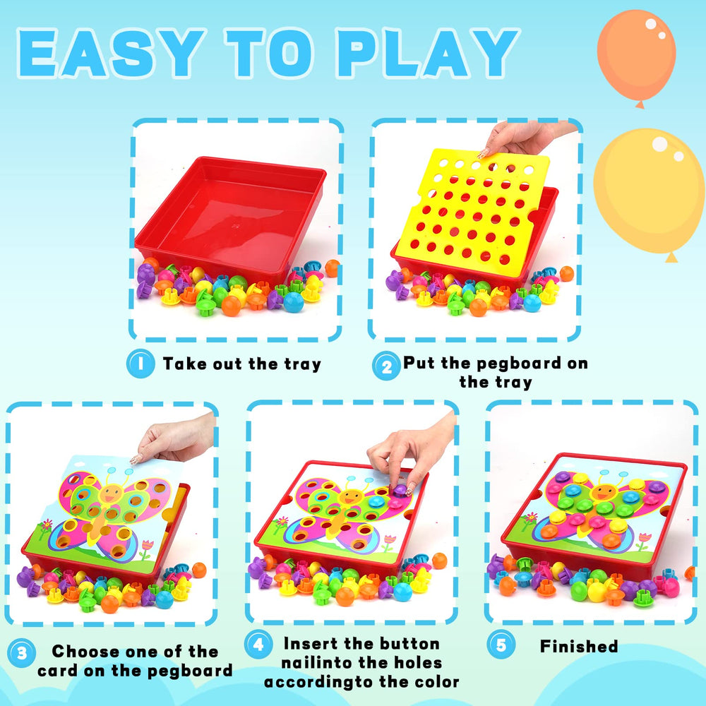 AluAbi Button Art Toys chunky buttons aid color recognition and sequencing.