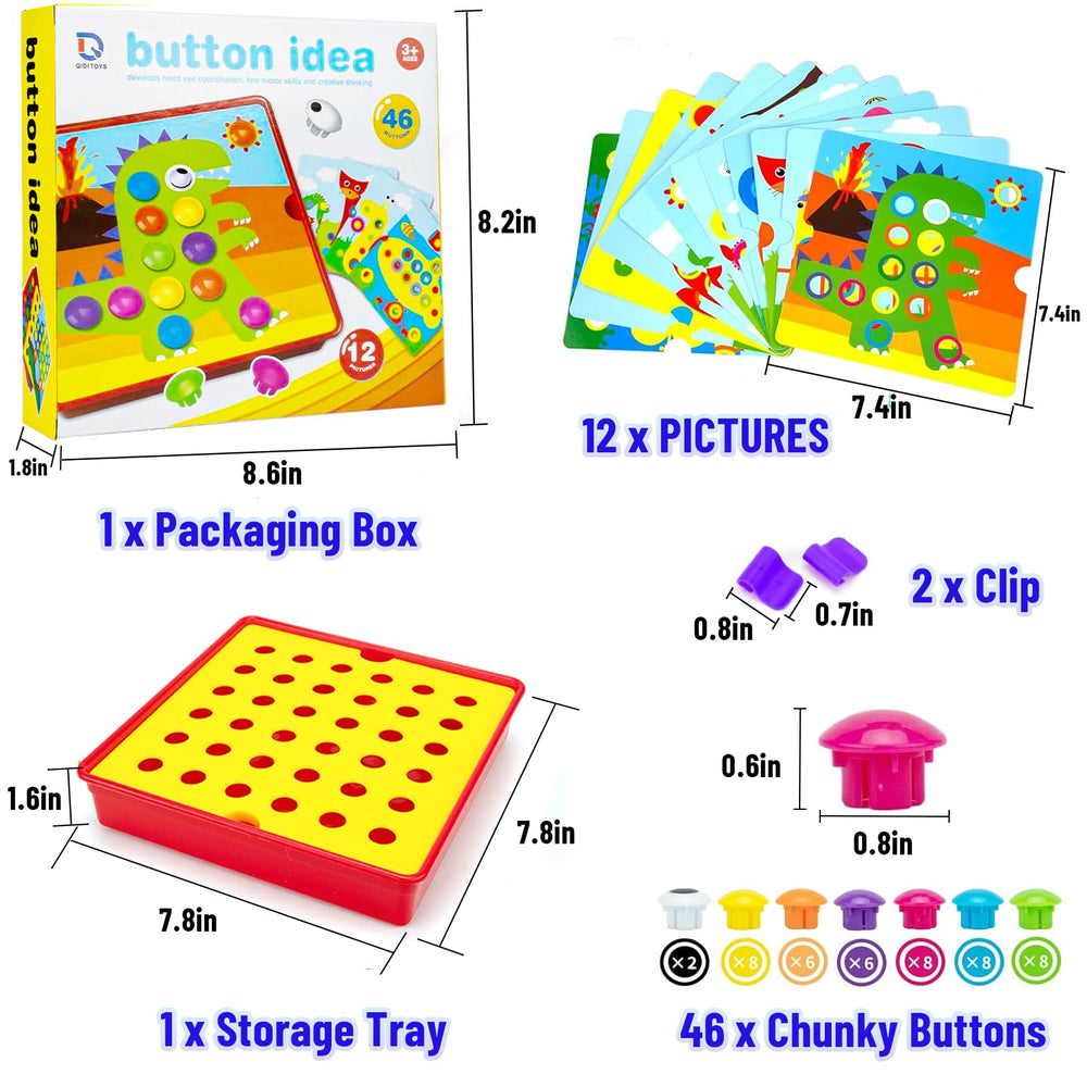 AluAbi Button Art Toys mosaic board for color matching and fine motor practice