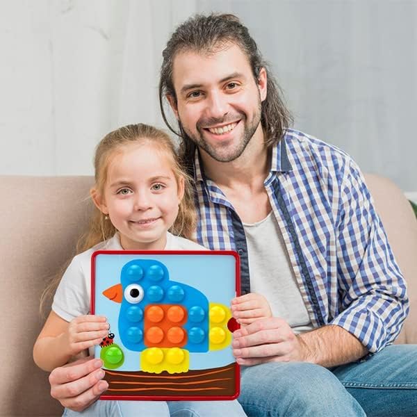 Travel-friendly design of AluAbi Button Art Toys for car trips and classroom activities.