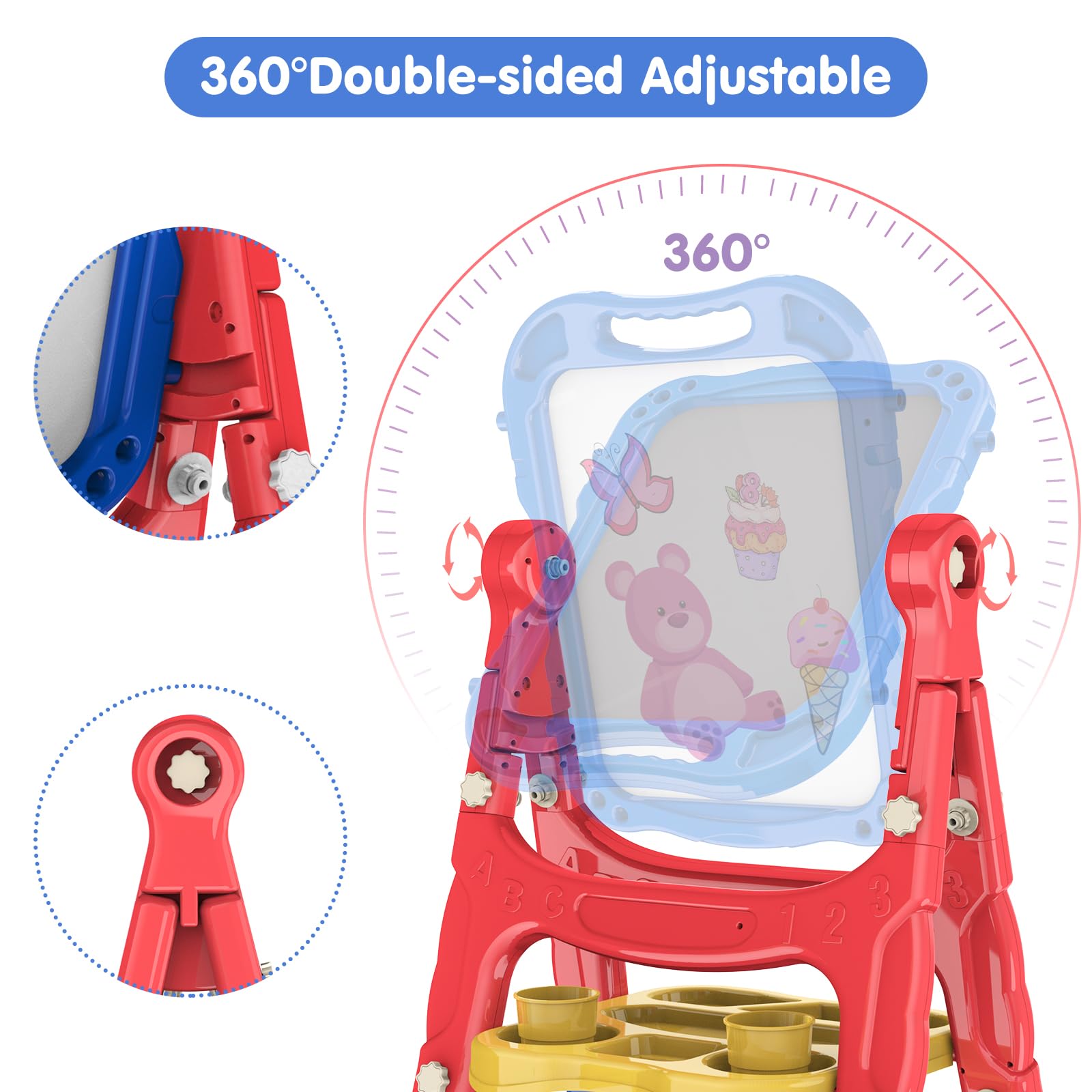 Amagoing art easel durable ABS plastic ensures safe play.