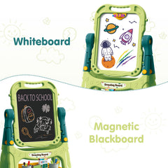 Amagoing easel folds flat for simple storage and transport.