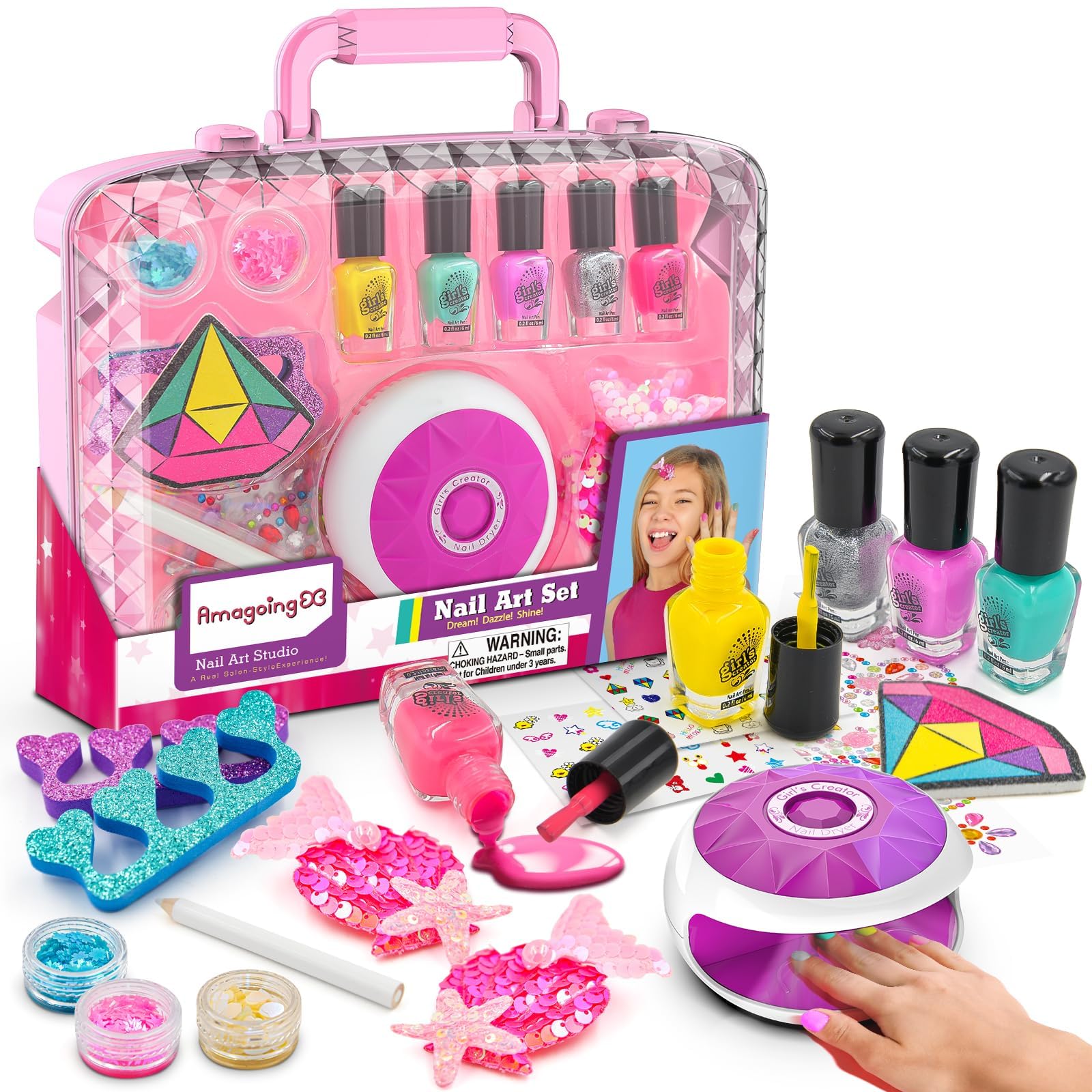 Amagoing girl makeup case toy compact organizer for imaginary beauty routines