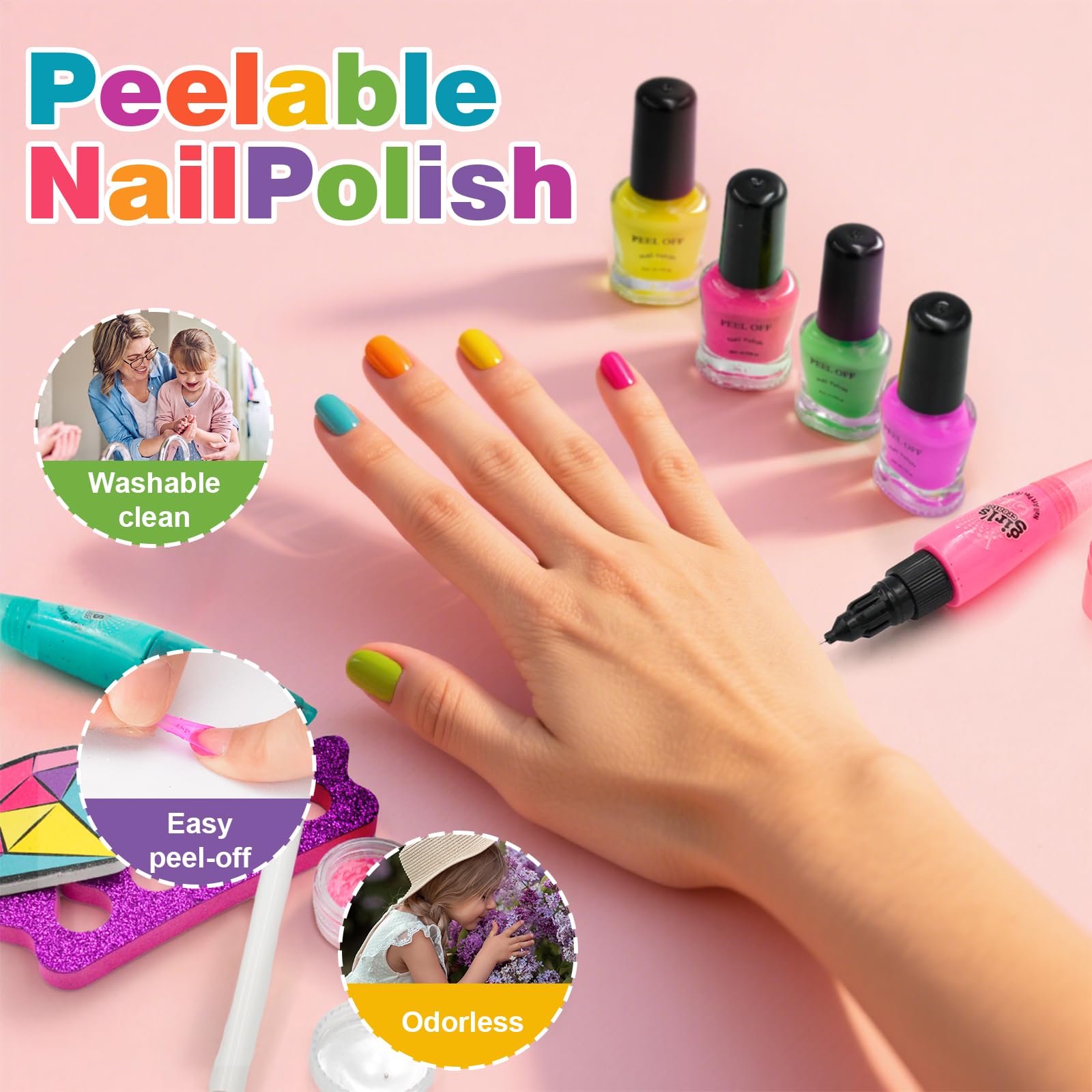 Amagoing Press-On Nails Cartoon: easy-to-apply fun nail extensions for kids.
