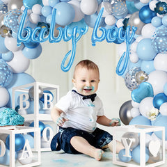 Amandir blue and white 10in balloons balance the garland for harmony