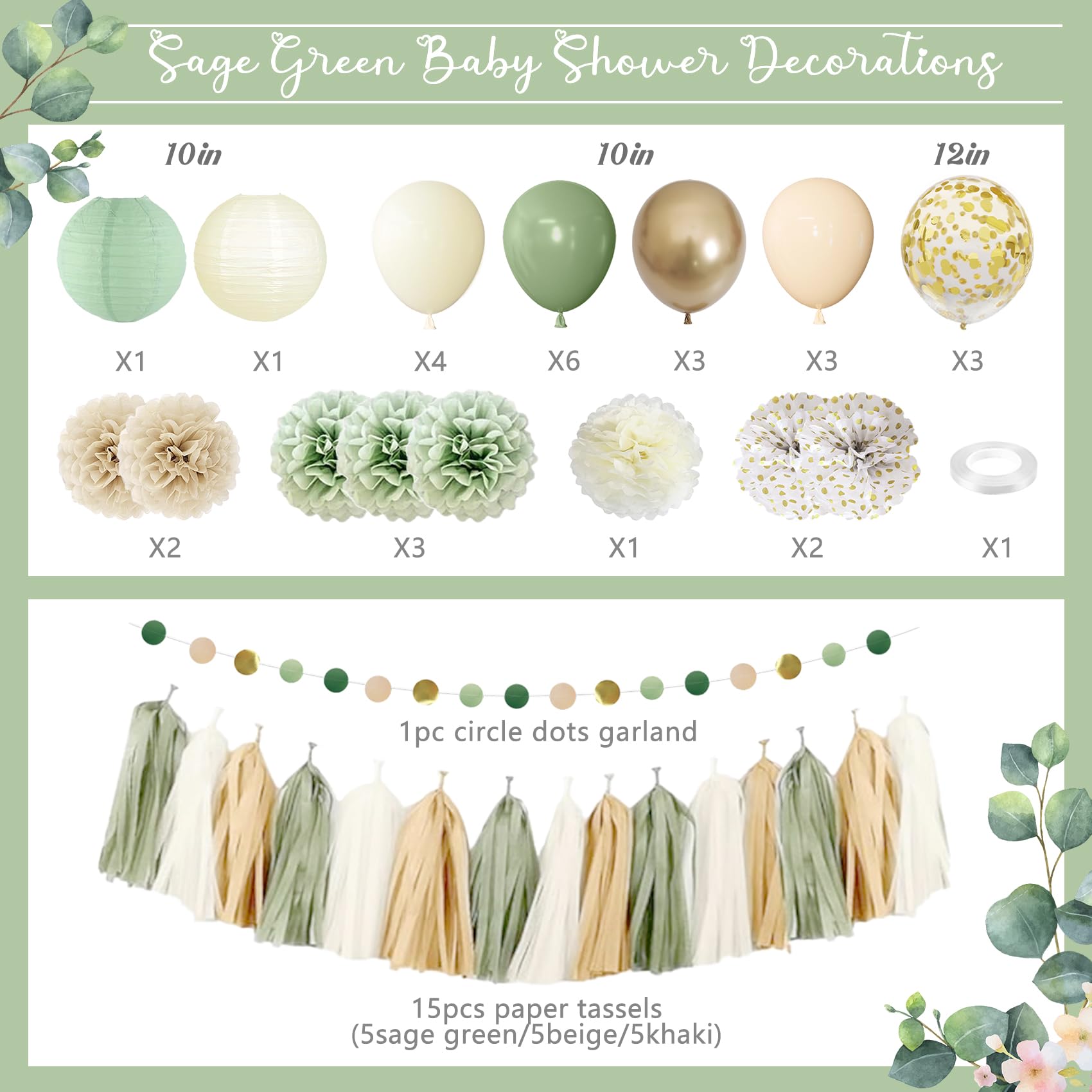 Amandir sage green cake topper adds elegant celebration