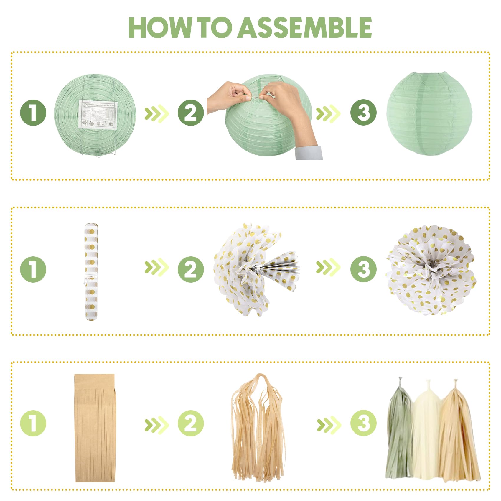 Amandir sage green beige khaki paper flowers brighten tables