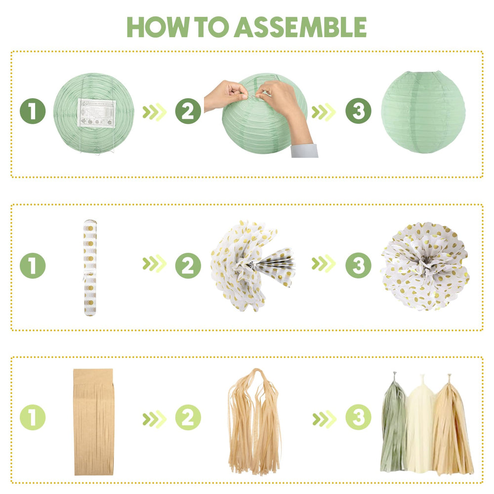 Amandir sage green beige khaki paper flowers brighten tables