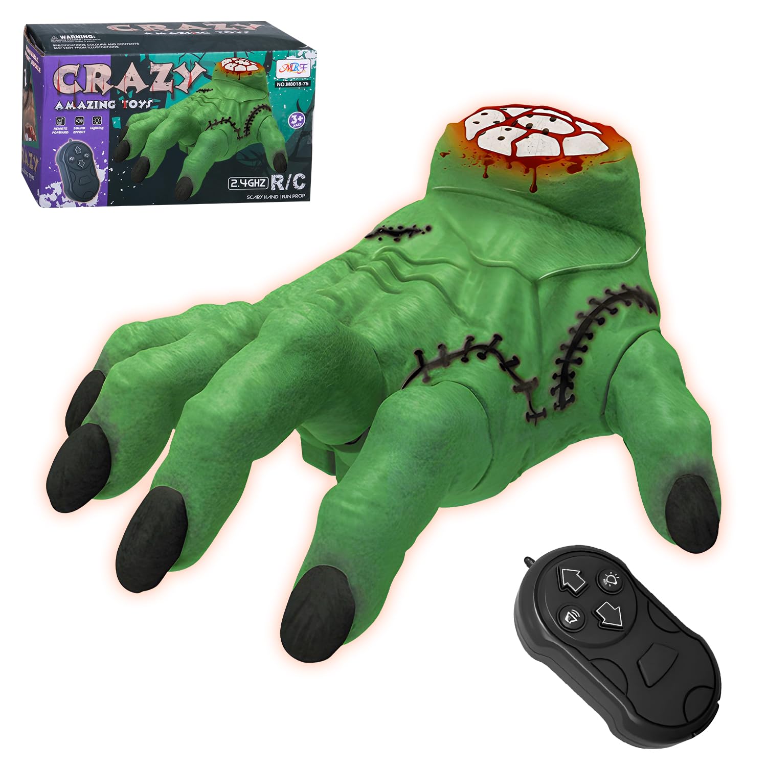 AMARONE remote control crawling hand green for Halloween fun and party pranks