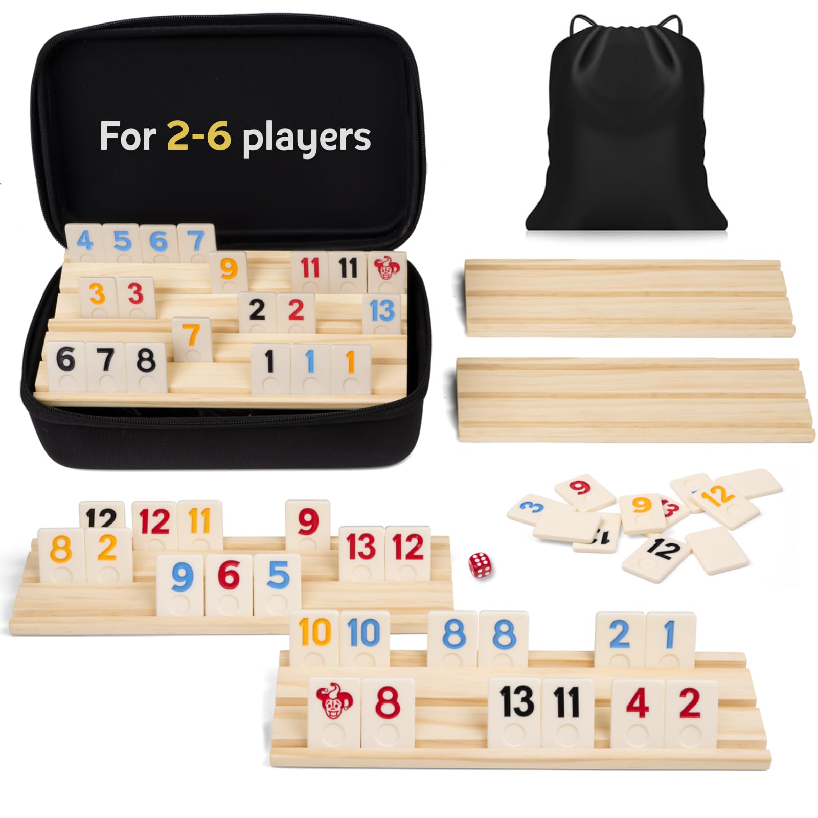 Amazing Pride rummy cube tiles with bold numbers for easy viewing at a table.