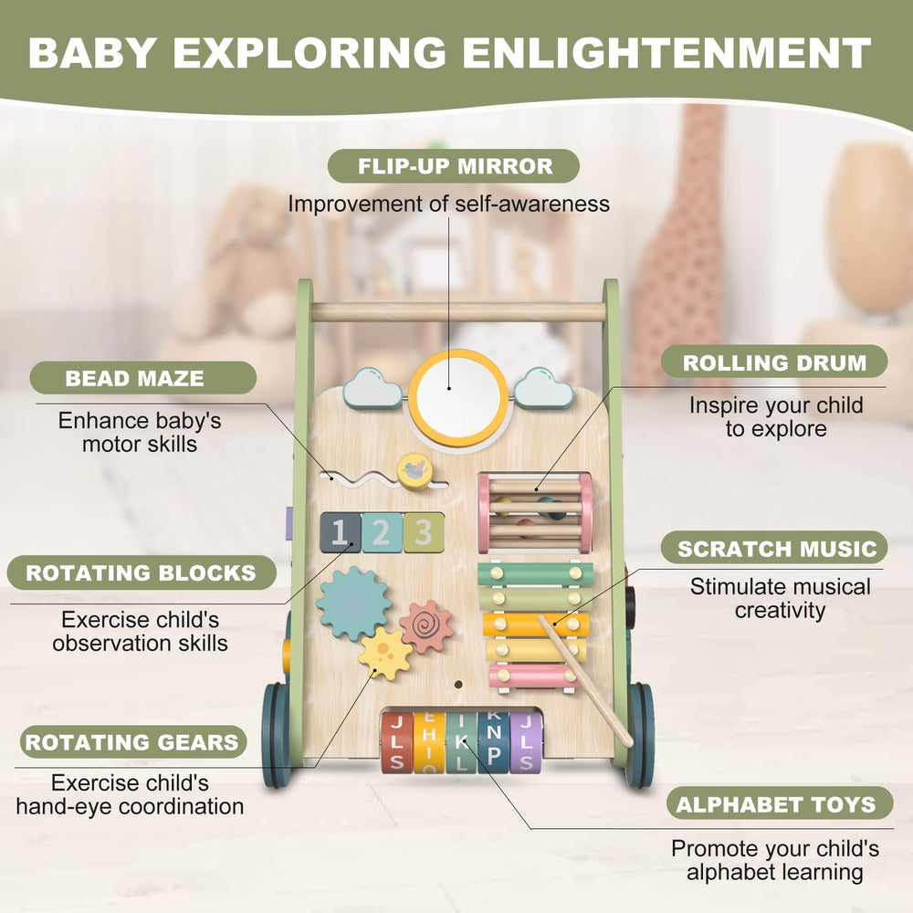 AmazingJoy 11-in-1 walker peekaboo mirror inviting exploration and self-recognition during practice