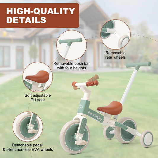 AmazingJoy tricycle with removable pedals for easy mode transitions.