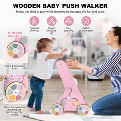 AmazingJoy walker activity center image highlighting xylophone, mirror, and sensory play.