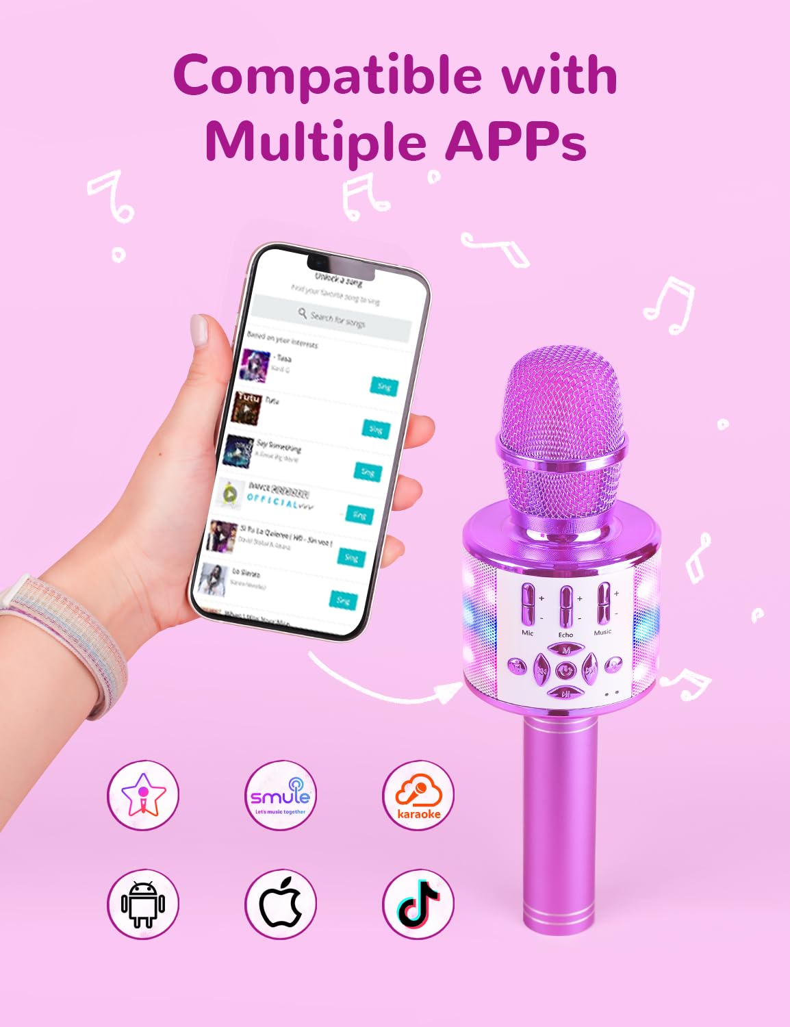 Amazmic Bluetooth 5.0 keeps connections stable for seamless singing.