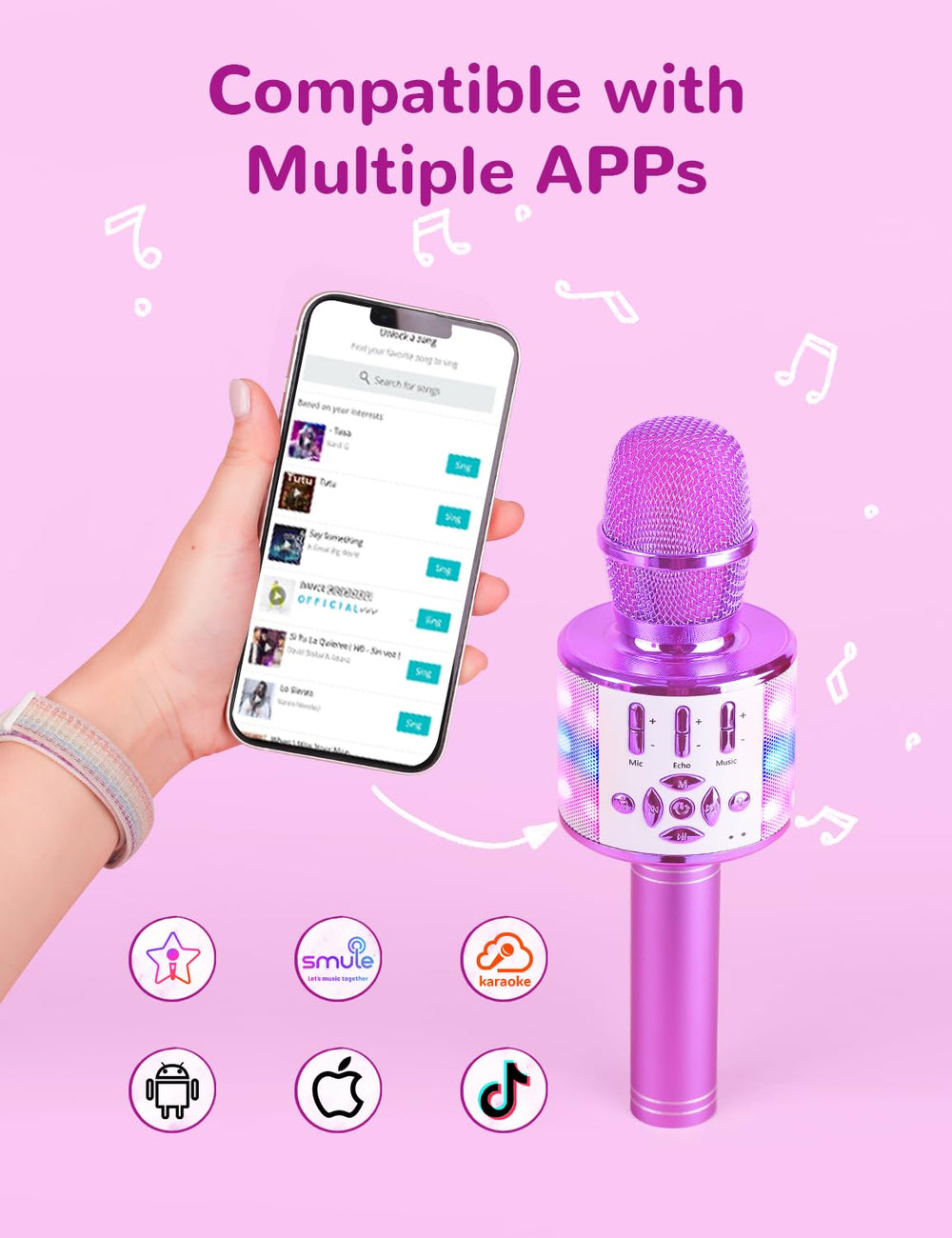 Amazmic Bluetooth 5.0 keeps connections stable for seamless singing.
