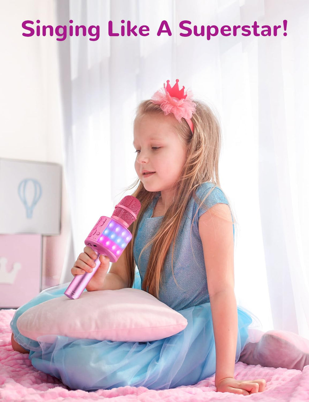 Amazmic karaoke mic lasts 4–6 hours per charge.