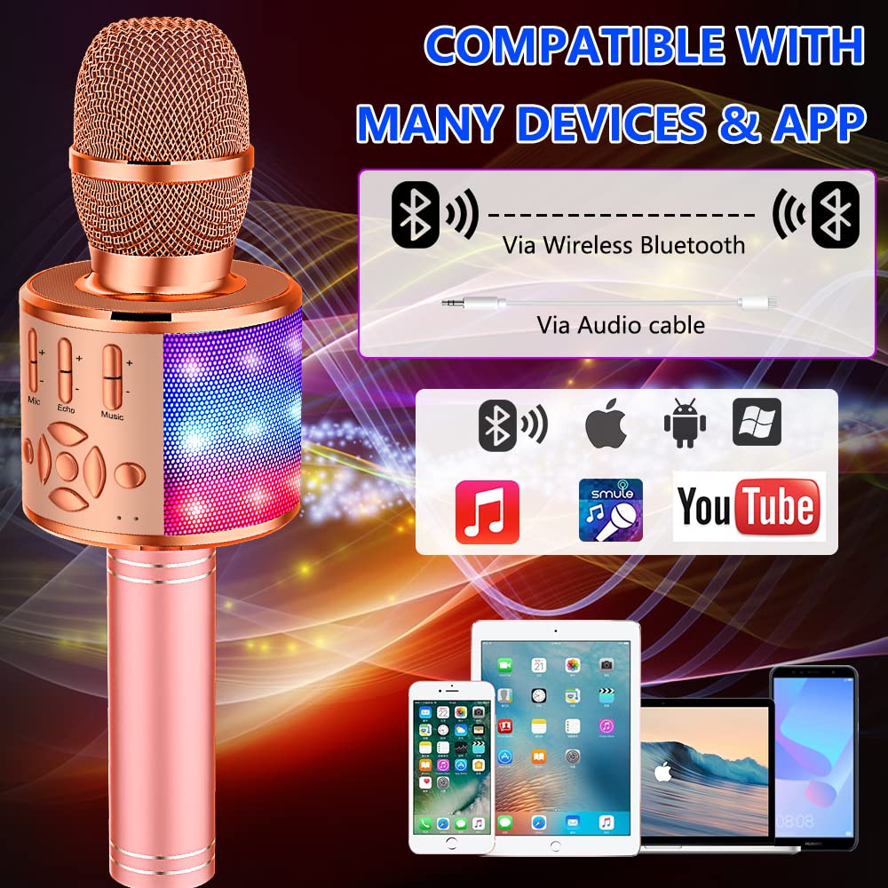 Amazmic Kids Karaoke Microphone in champagne color ready for celebrations