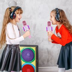 Amazmic kids' mic with LED lights synchronized to music.