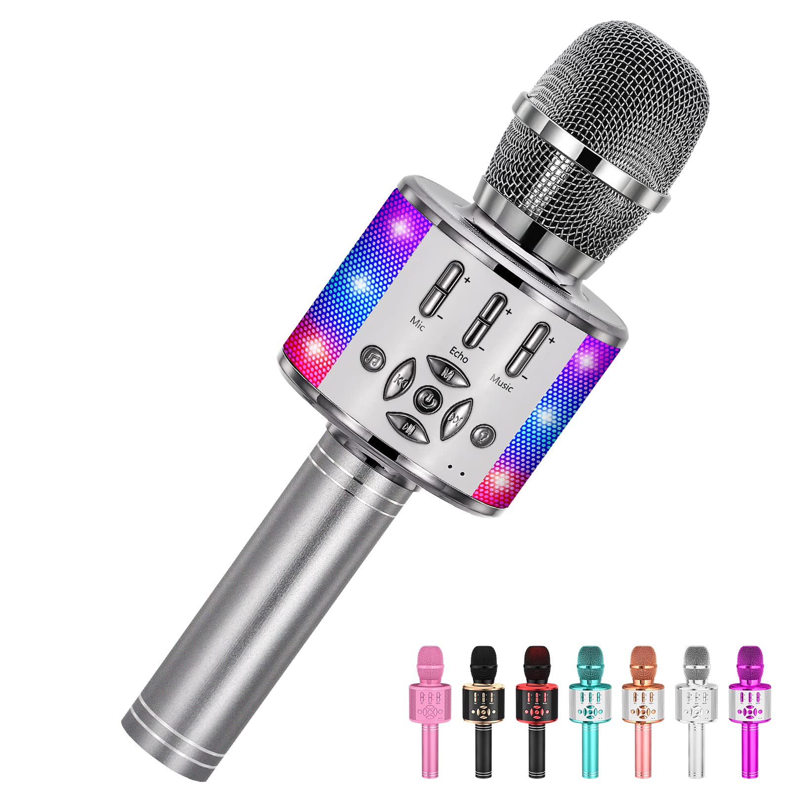 Amazmic Kids Karaoke Microphone with LED lights for vibrant home fun