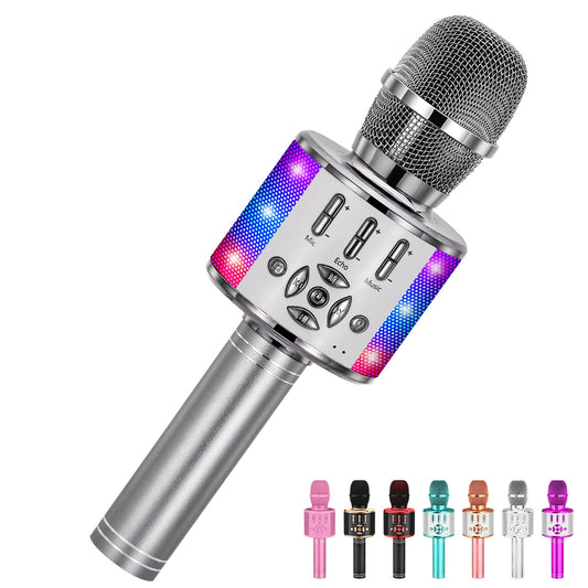 Amazmic Kids Karaoke Microphone with LED lights for vibrant home fun