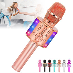 Amazmic Kids Karaoke Microphone with colorful LED lights for lively singing sessions