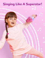 Amazmic mic connected to a tablet for kids karaoke sessions.