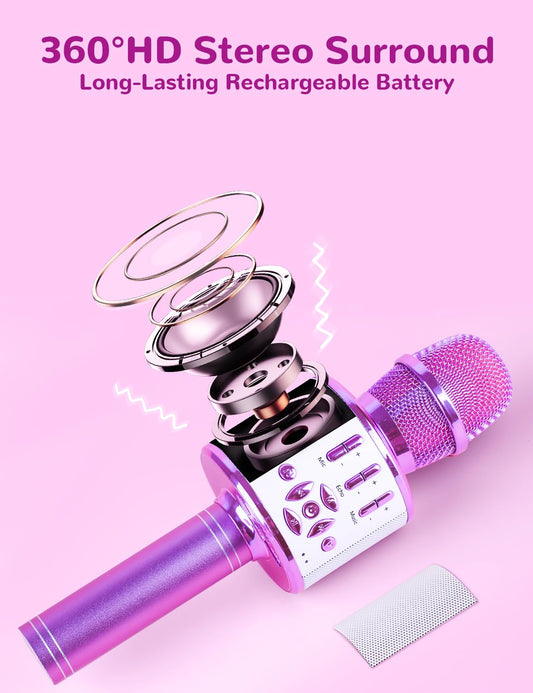 Amazmic magic voice changer and LED effects for lively performances.
