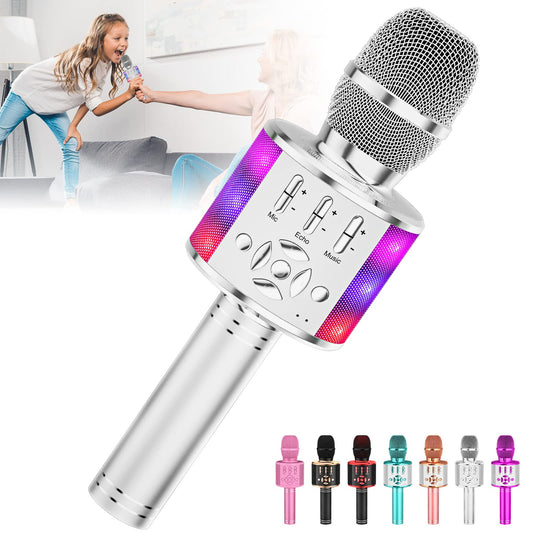 Amazmic Kids Karaoke Microphone with LED lights enhances playtime and party vibes