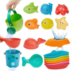 AMCHSURI 16pc bath toy set for engaging toddler bath time and learning through play