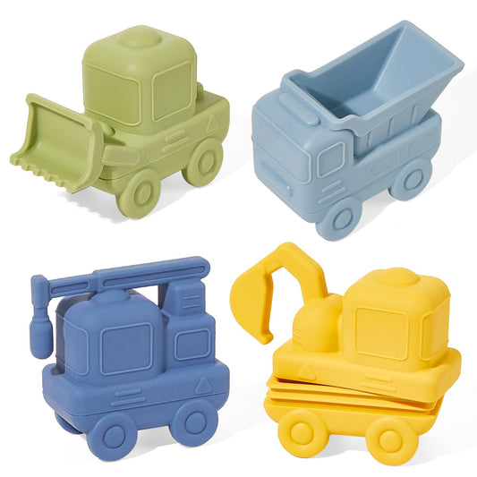 AMCHSURI 4-pack bath trucks in pastel colors for safe, imaginative water play.