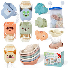 AMCHSURI baby bath toys 14-pack boats for pouring play in the tub.