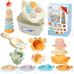 AMCHSURI 21-piece baby bath toys set for engaging water play and fine motor skills