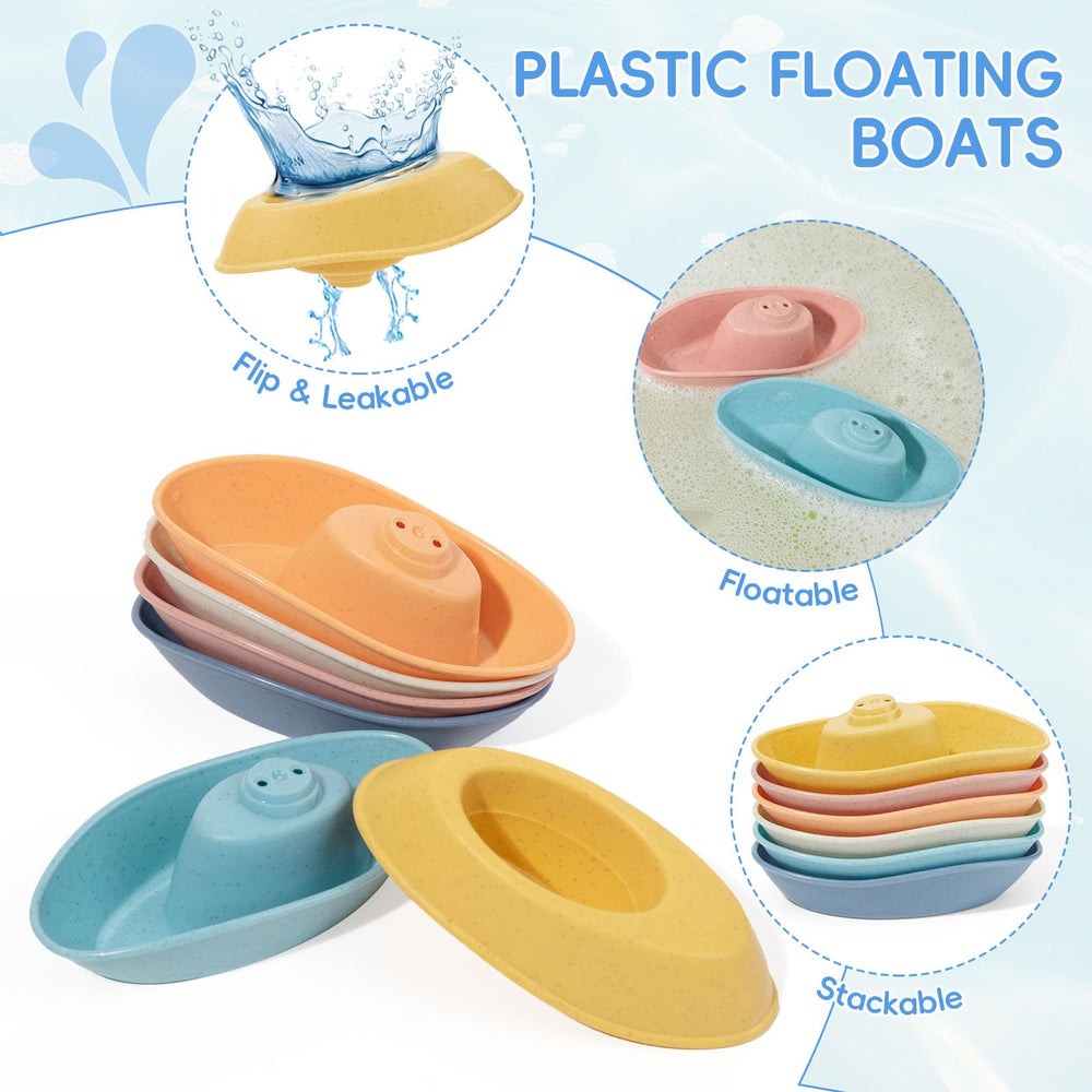 AMCHSURI boats floating set supports scooping and pouring in water play.