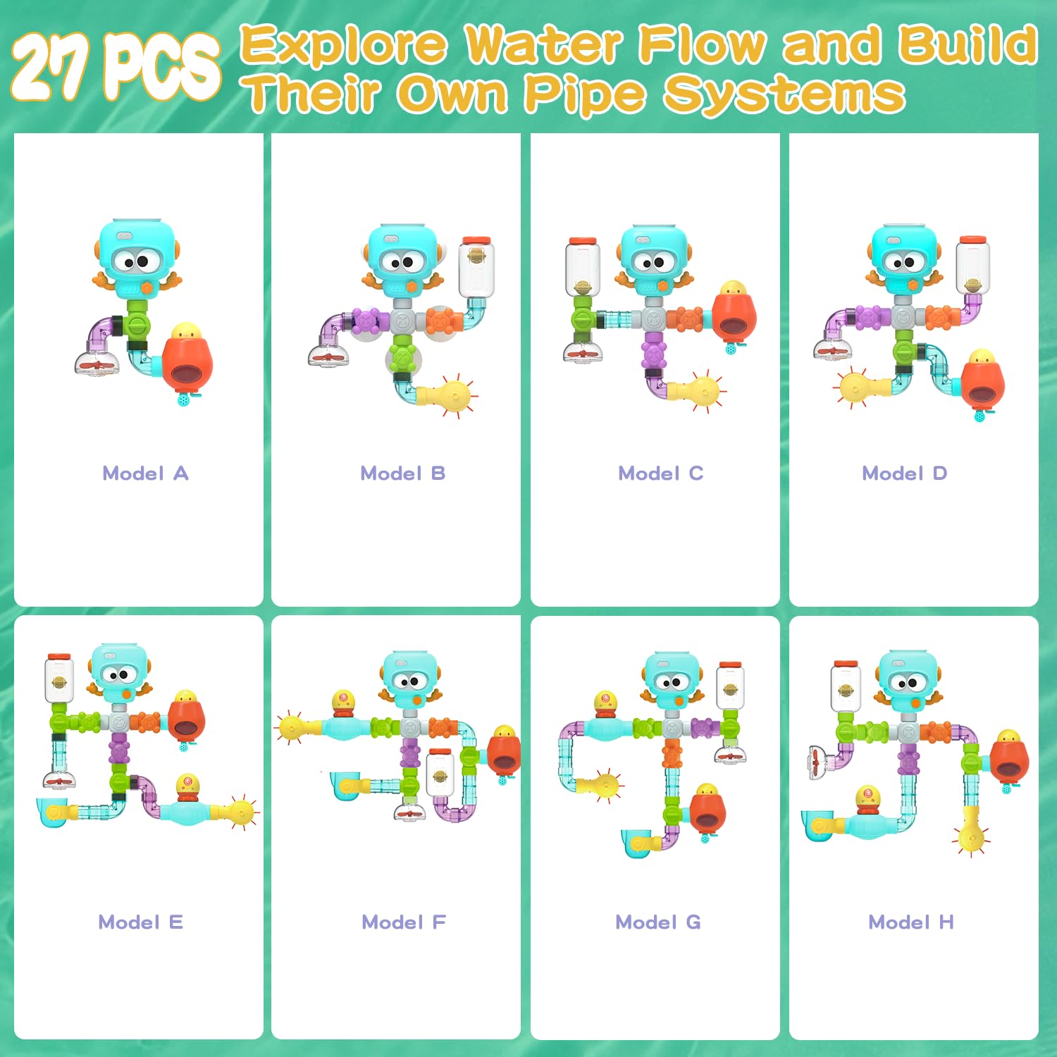 AMCHSURI educational bath toy bundle with easy-to-clean, durable parts for frequent use.