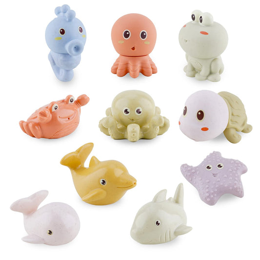 AMCHSURI turtle bath toy promotes tactile play and color recognition during bath time.