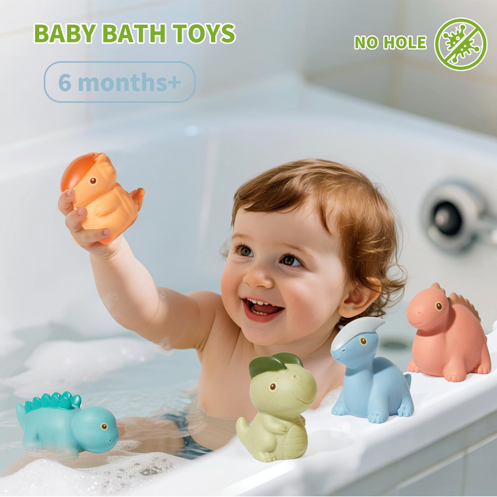 AMCHSURI floating dinosaur bath toys for water play