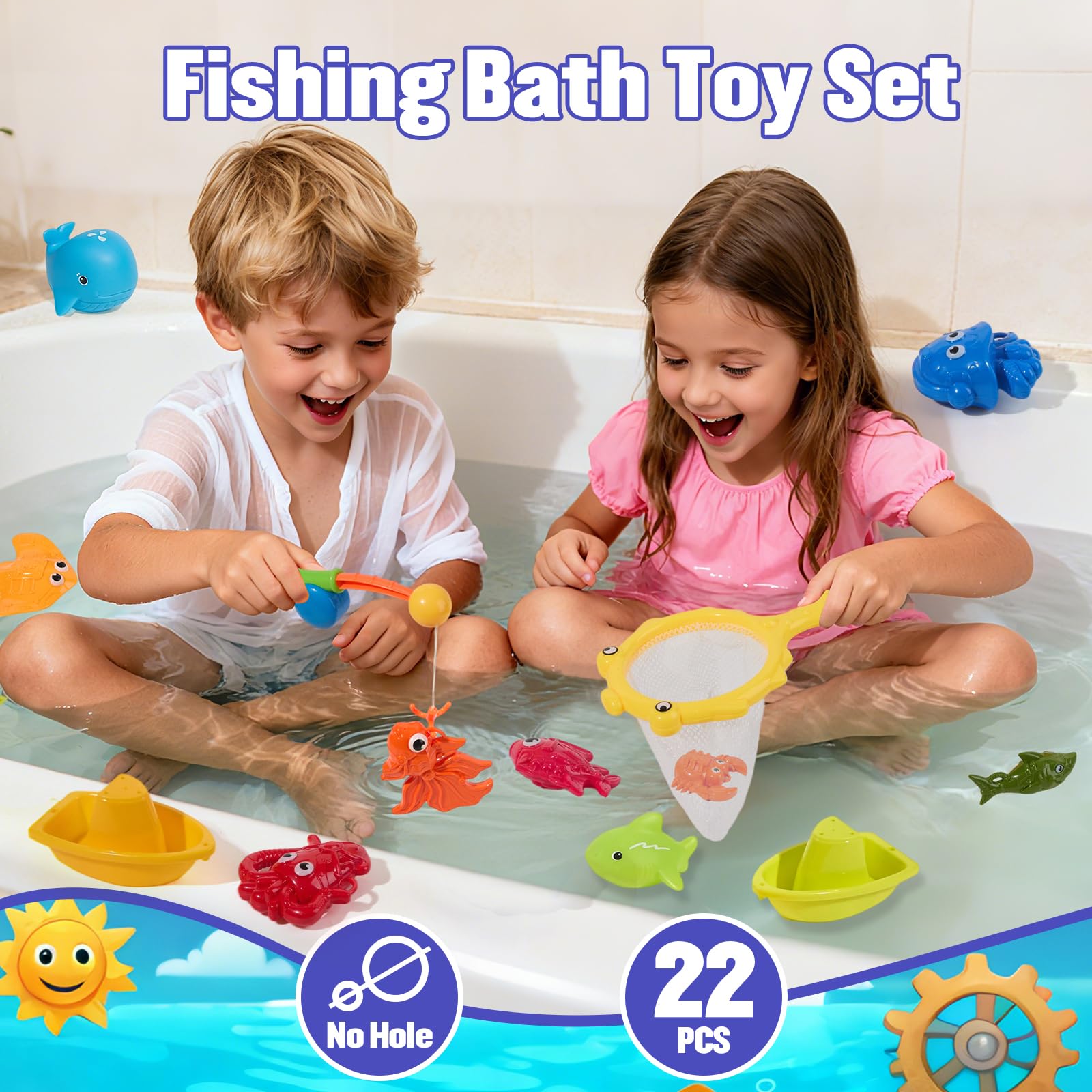 AMCHSURI mesh storage bag keeps bath toys dry and organized after use.