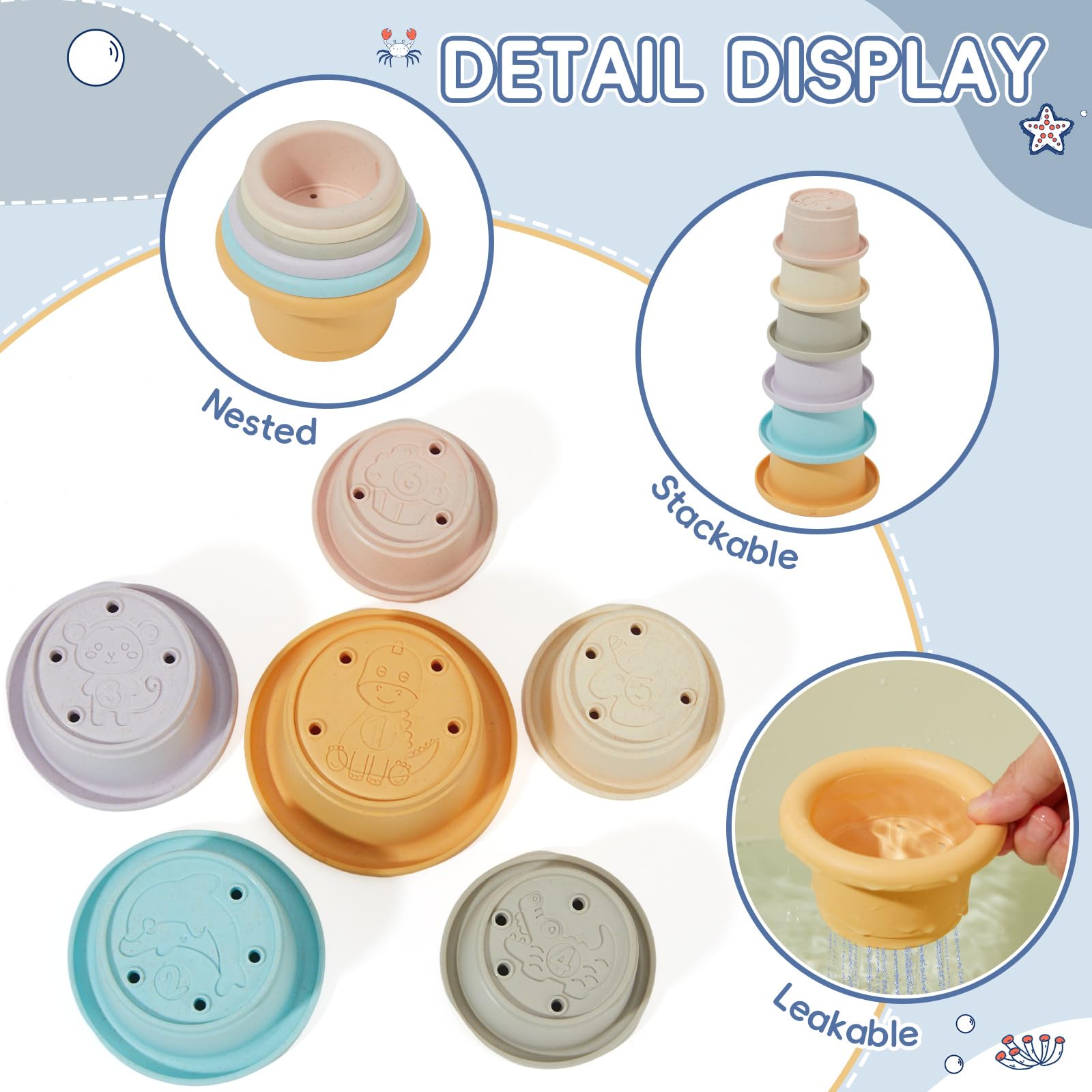 AMCHSURI color, shape, and number cups aid early pattern recognition during water play