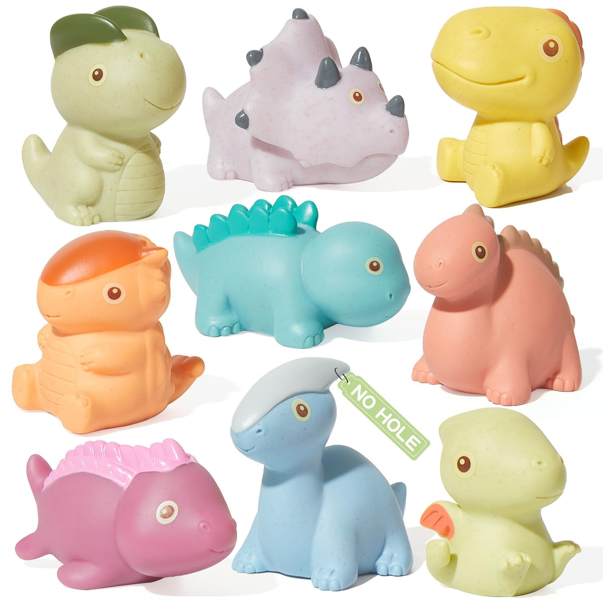 AMCHSURI nine-dinosaur bath toys, sealed and mold-free for tub play