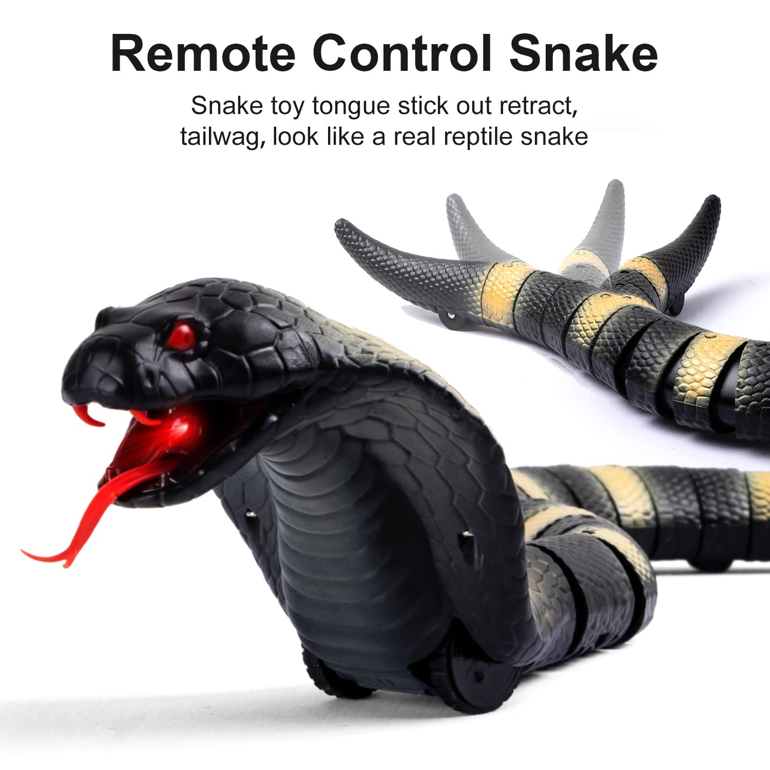 AMCHSURI RC Snake Toy uses infrared remote for precise tricks and control.
