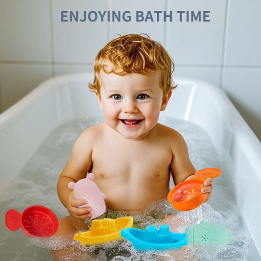 AMCHSURI silicone animal bath toys offer soft textures for tiny hands.