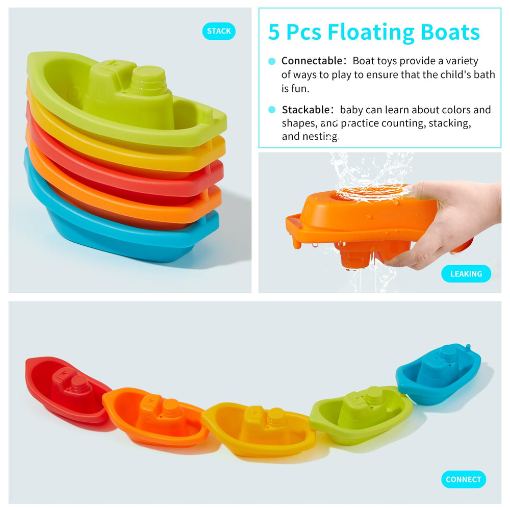 AMCHSURI split-design bath toys dry quickly for easy cleaning after use.