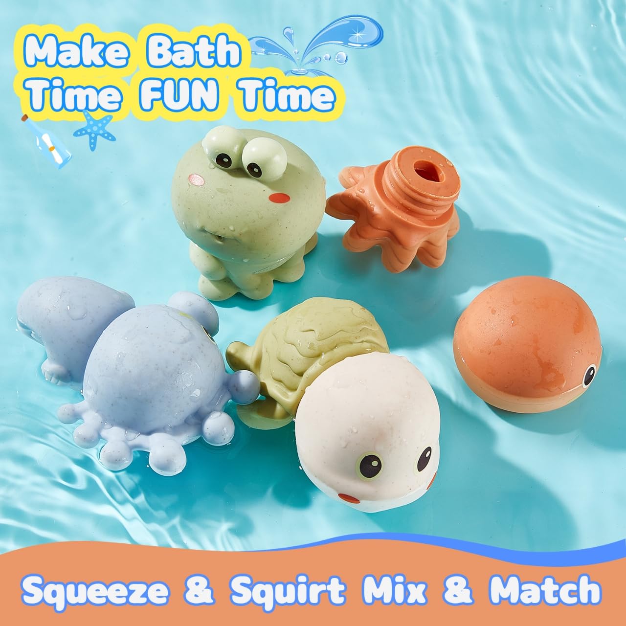 AMCHSURI duck squirting bath toy to promote play and color recognition.