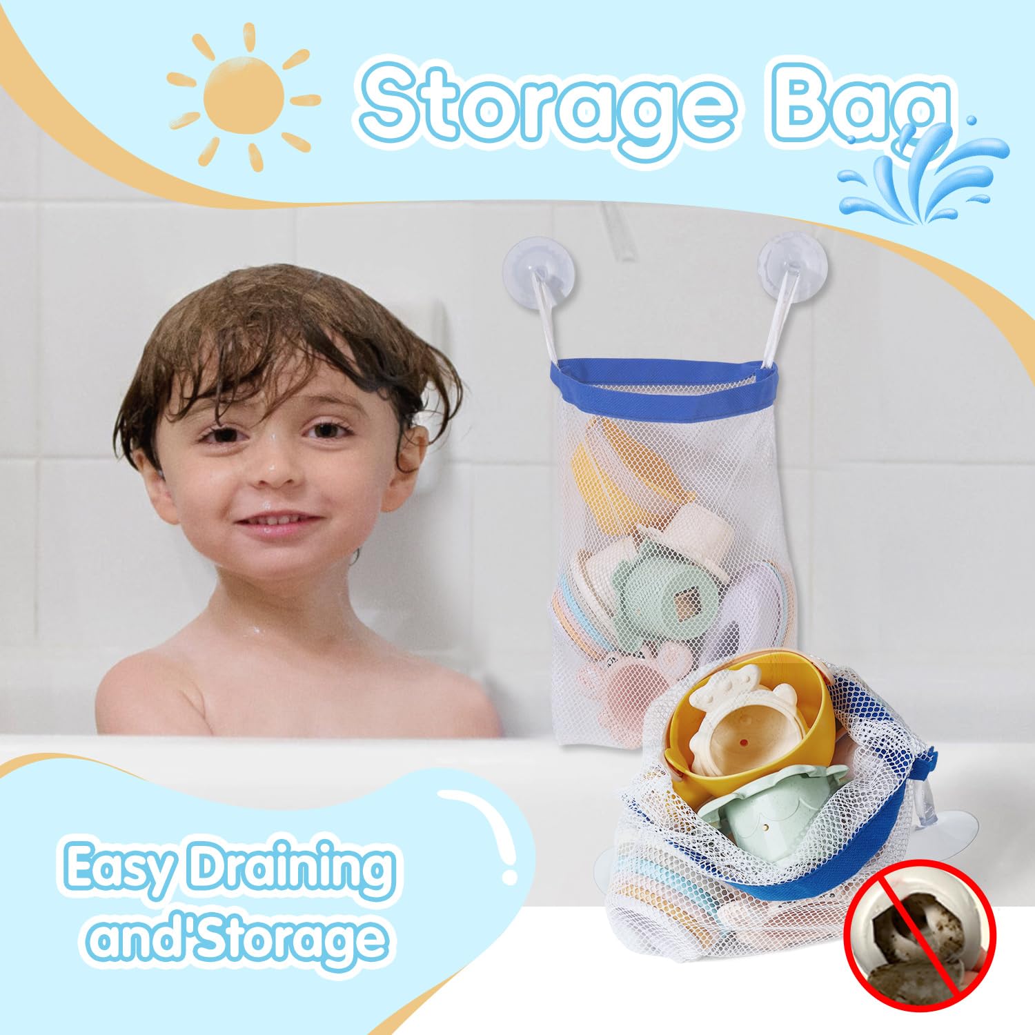 AMCHSURI storage bag keeps bath toys organized after use